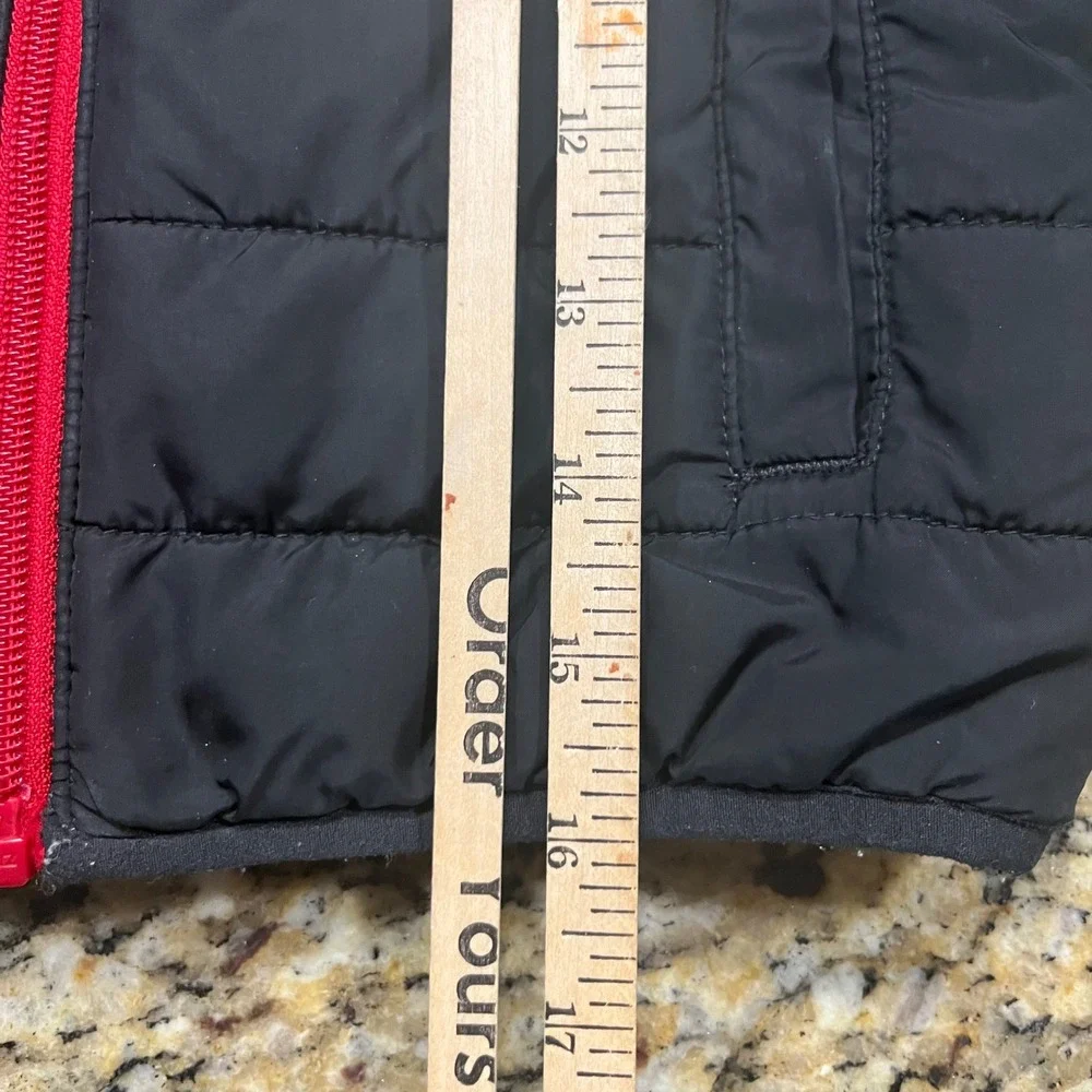 Nike Kids Puffer Jacket Black Red Hooded Fleece Lined Swoosh Coat 4T 98-104cm